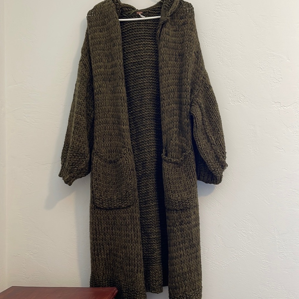 Free people crofter cardi. Olive green.